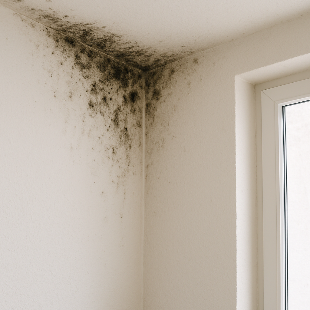 Schimmel op muur in slaapkamer